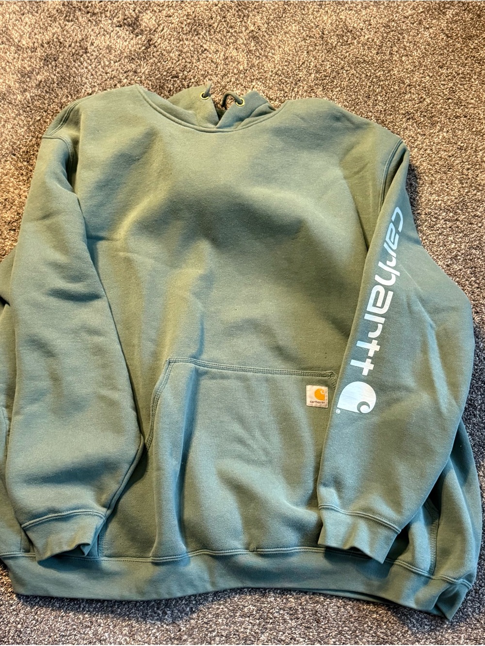 Carhartt Olive Green Sleeve Logo Hooded Sweatshirt